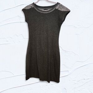 Elegant Gray Women's Dress With Embroidery